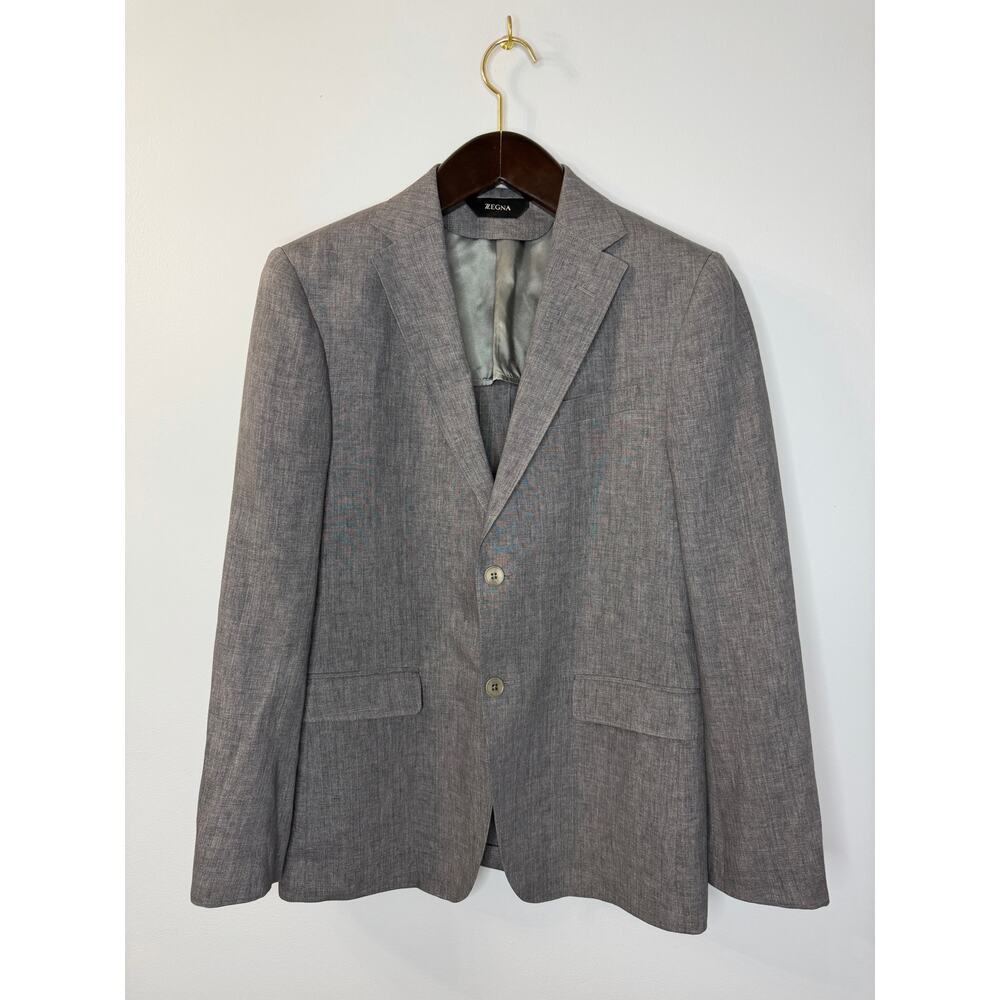 Z Zegna Drop 7 Deco Linen Sport Coat Blazer Jacket Grey Men's 38R Lightweight